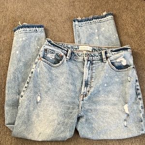 Abercrombie & Fitch ultra high rise angle straight light wash distressed